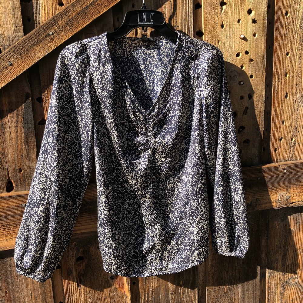 BANANA REPUBLIC Womens Sz Small Maritime Blue Printed Blouse